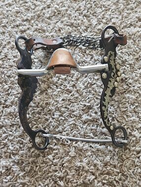 Ornate Western Horse Bit with Copper Cricket Roller